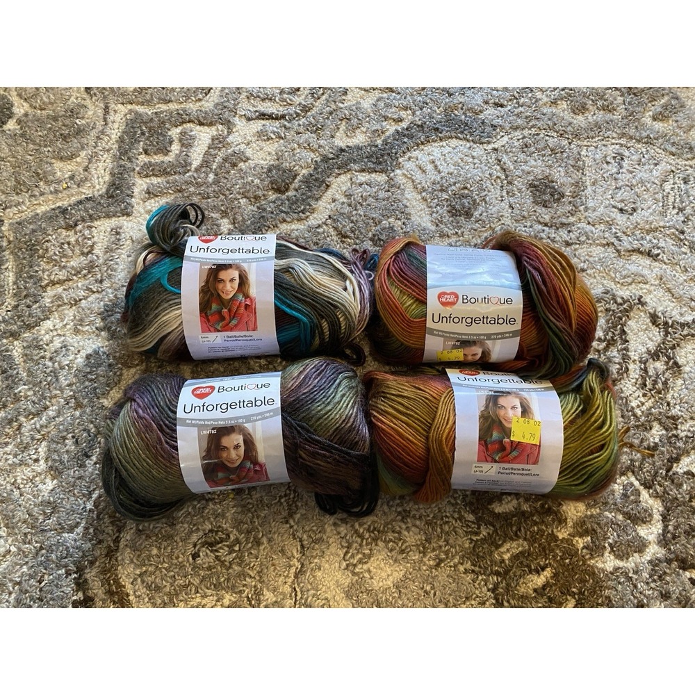 4 New Skeins Red Heart Boutique Unforgettable Yarn Tealberry Echo Polo Set Lot